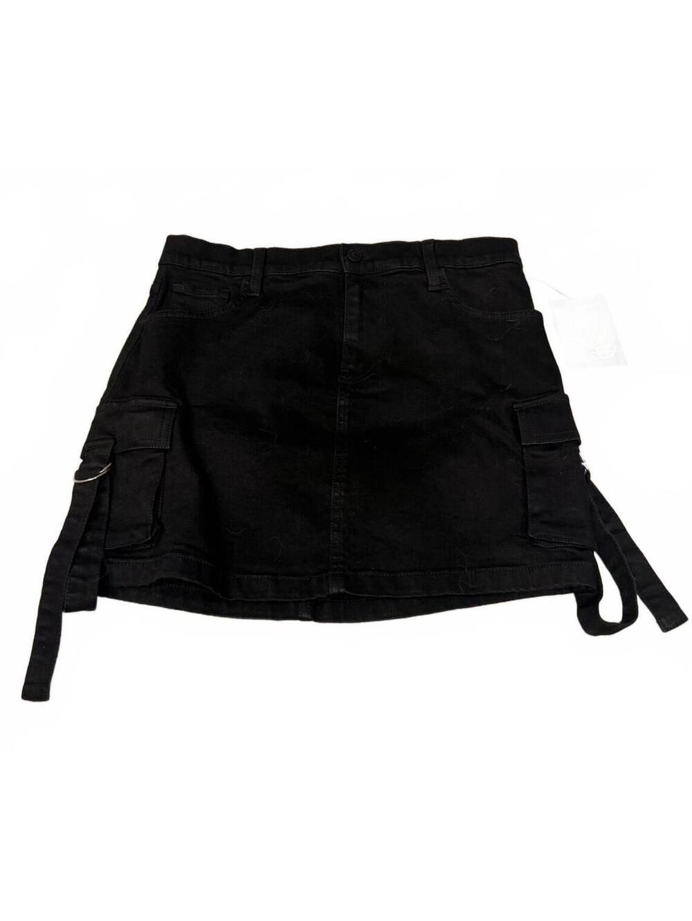 Love Trends Black Cargo Mini Skirt with Side Straps, Size L